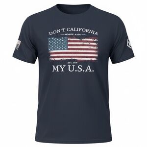 Info Wars Navy Blue Graphic T-Shirt with American Flag Design Men XL